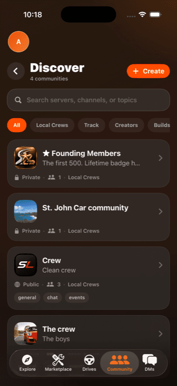 StreetLink community discover screen